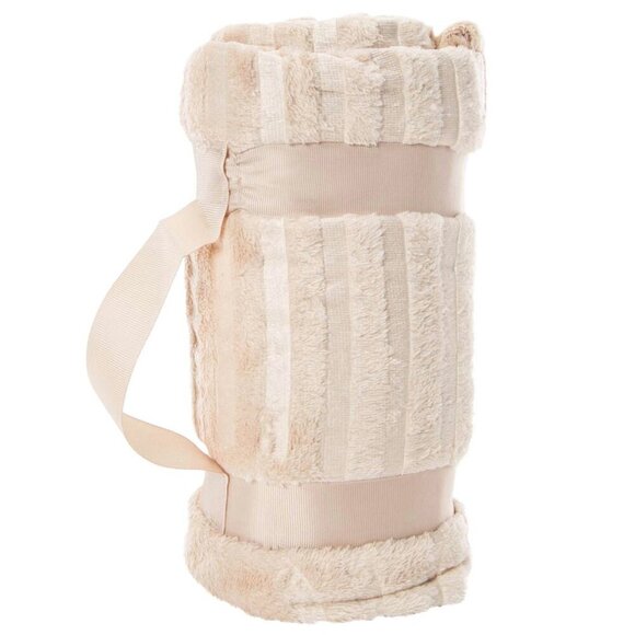 NWT Embossed Plush Blanket 50in x 60in Beige Neutral Modern Minimalist Coastal - Picture 3 of 3